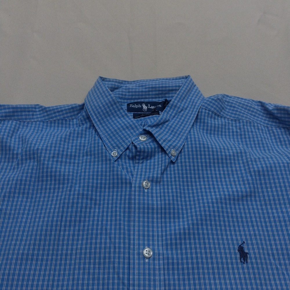 Ralph Lauren Mens Blue Plaid Blake Button Down Shirt Size XXL